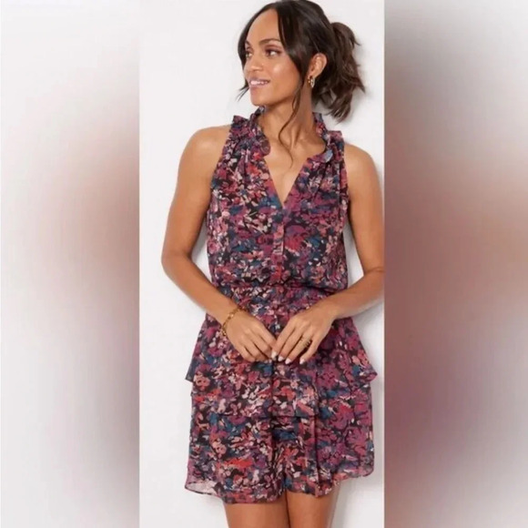 Evereve Dresses & Skirts - Evereve Womens Sleeveless Multi Color Floral V Neck Tiered Josie Dress Size S